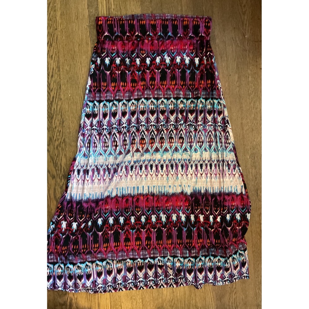 Hot Kiss Boho Geometric Print Maxi Skirt Pink Purple Teal XL/2XL MXSK222SX
